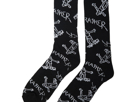 Thrasher - Gonz Logo Pattern Socks - Black White Hot on Sale