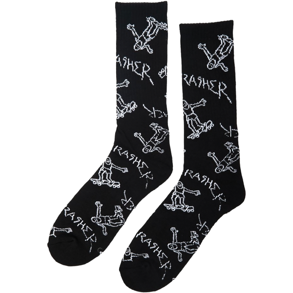 Thrasher - Gonz Logo Pattern Socks - Black White Hot on Sale