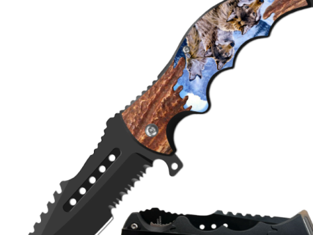 8.5  Tactical Wolves Spring Assisted Folding Open Pocket Knife Razer Blade Sale