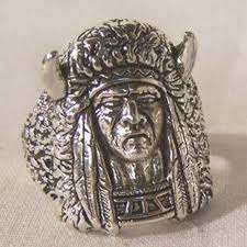 Indian Medicine Man With Horn Head Cover Biker Ring For Discount