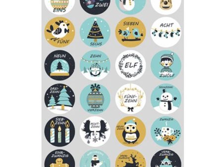 Sticker für Adventskalender   Sticker calendario de adviento 1-24 (∅ 4,5cm) 24x pegatinas Supply