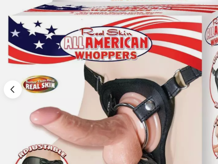 All American Whoppers 5  Curved Dong Balls Beige & Universal Harness Online Sale