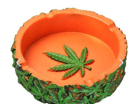 Abundance of Hemp Leaves Round Resin Ashtray | 4.25  Online now