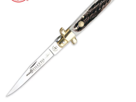 Kissing Crane Burnt Bone Composite Stiletto Pocket Knife Sale