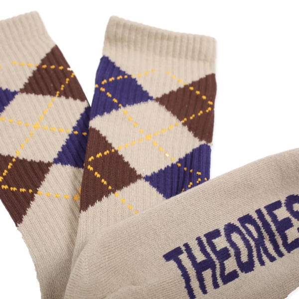 Theories -  Stamp Argyle Crew Socks - Beige Online Sale