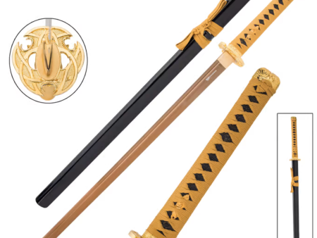 Shinwa Golden Warrior Katana w Scabbard- Carbon Steel Blade- Brass Habaki Fashion