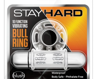 Blush Stay Hard 10 Function Vibrating Bull Ring Cock Ring - Clear Fashion