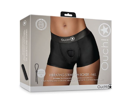 Shots Ouch Vibrating Strap On Boxer - Black M L Online Sale