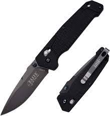 Elite Tactical Folding Pocket Knife Black Steel Supply