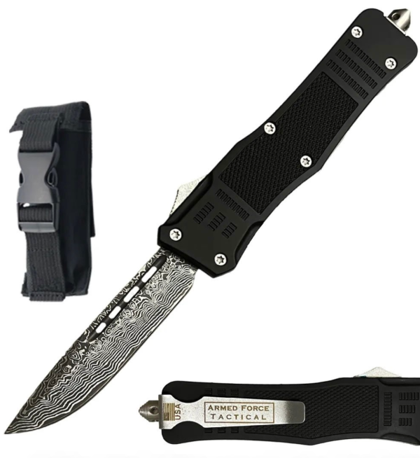 9  Damascus Ghost Out Of The Front Tactical Automatic OTF Pocket Knife Discount