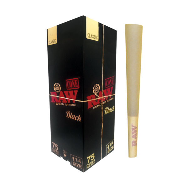 Raw Black Cones 1-1 4 Size - Individual Cones 1pc Rolling Paper Online Sale