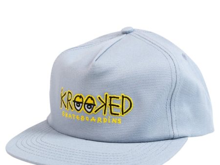 Krooked Eyes Snapback Hat - Light Blue   Yellow Sale