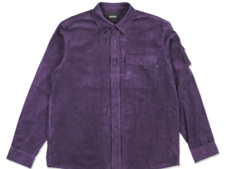 Theories Corduroy - Winston Utility Button Up Shirt - Eggplant Purple Online Hot Sale