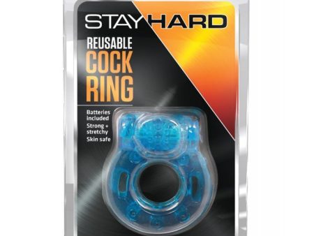 Blush Stay Hard Vibrating Reusable Cock Ring - Blue Cheap