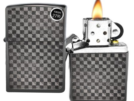 Zippo Gray Iced Checker Pattern Carbon Fiber Lighter Online Sale