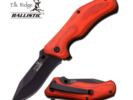 3  Inch Closed Red Wood Handle Spring Assist Knife Fashion