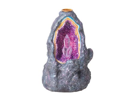 Crystal Cave Backflow Incense Burner W  LED Light - 6.5  For Cheap