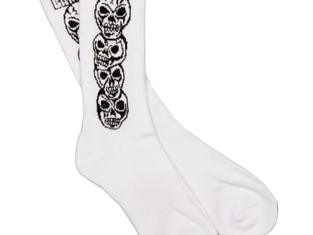 Baker Stack Skull Crew Socks - White   Black Supply