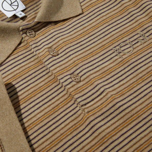 Polar Skate Co - Stripe Polo T-Shirt - Camel - XL Fashion