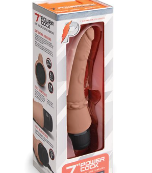 Powercocks 7  Slim Anal Realistic Vibrator - Mocha Fashion