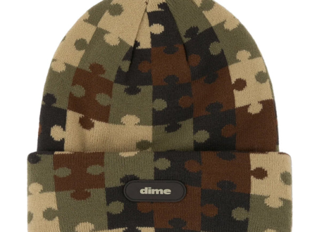 Dime - Camo Puzzle Fold Beanie - Camo Green For Sale