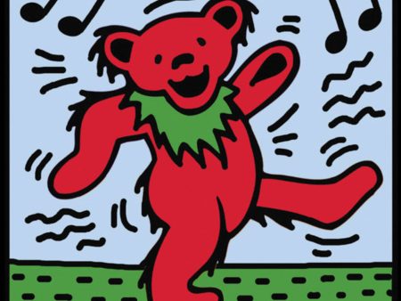 4 x4  Keith Haring Style Grateful Dead Dancing Bear Sticker Discount