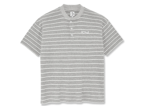 Polar Skate Co - Stripe Rib Henley T-Shirt - Heather Grey For Cheap