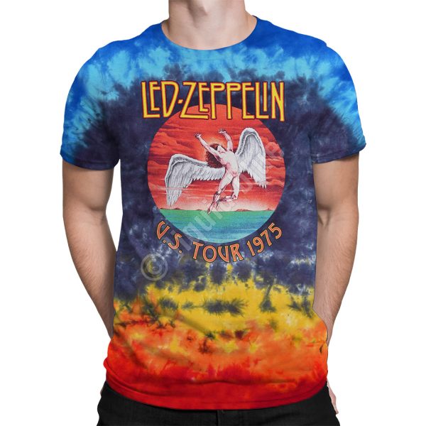 Led Zeppelin Icarus 1975 Tie-Dye T-Shirt For Sale