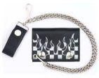 Checkered Flag W Flames Trifold Leather Wallets Discount