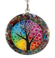 Rainbow Stone In Resin Tree Of Life Pendant Online Sale