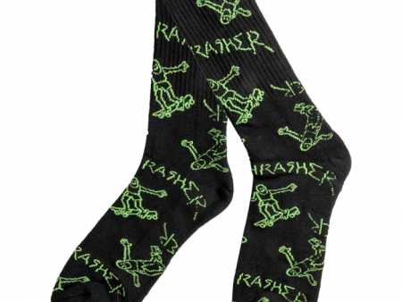 Thrasher - Gonz Logo Pattern Socks - Black Green Fashion