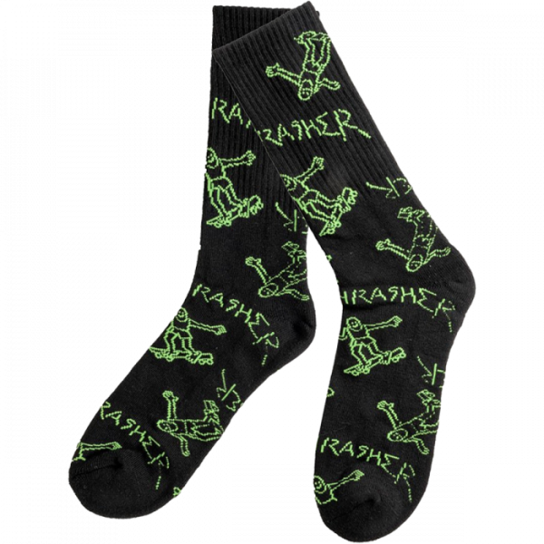 Thrasher - Gonz Logo Pattern Socks - Black Green Fashion